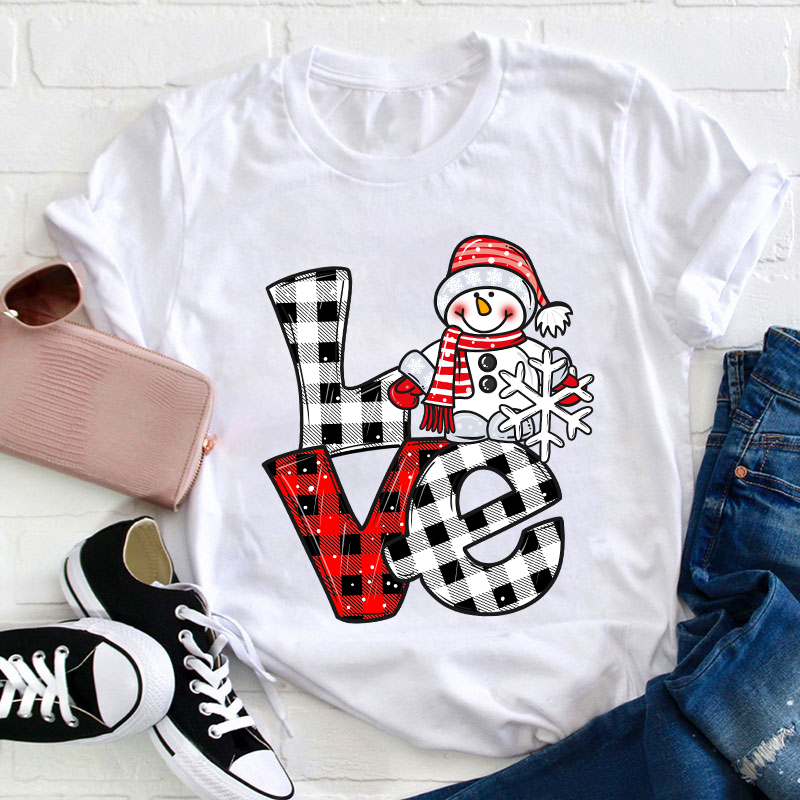Love Cute Snowman Teacher T-Shirt