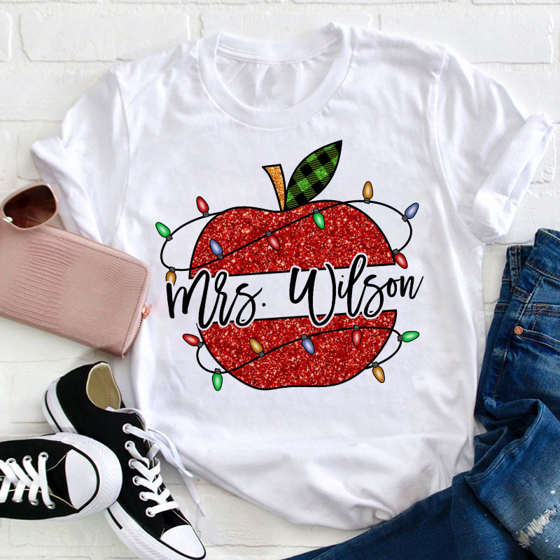 Personalized Shining Apple Teacher T-Shirt