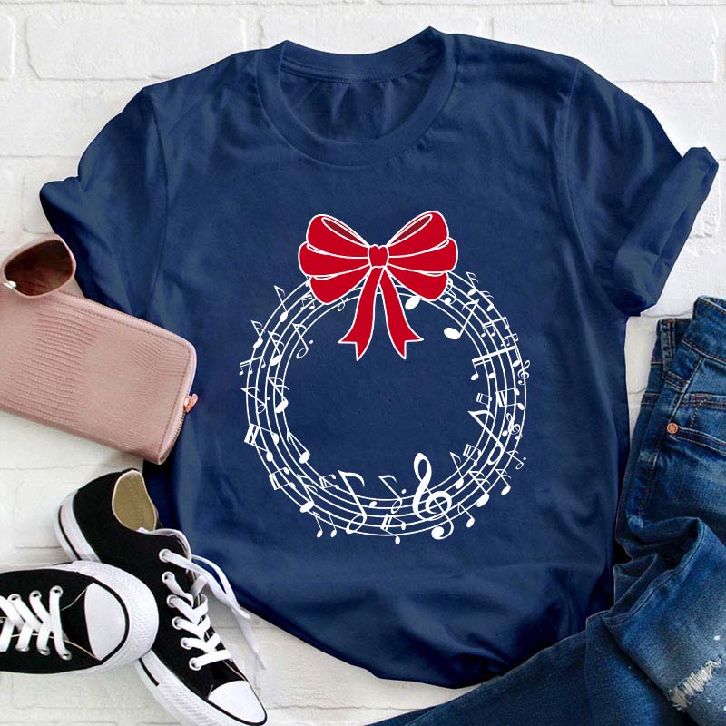 Music Wreath Christmas Teacher T-Shirt