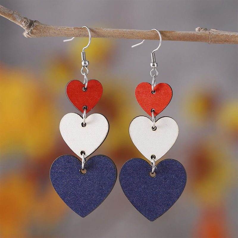 Independence Day Teacher Wooden Earrings