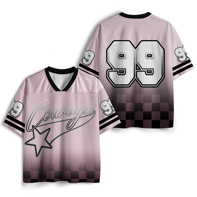 Personalized Name And Number Gradient Checkered Teacher Mesh Jersey