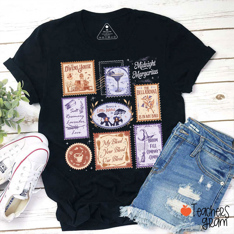 Vintage Witch Stamp Teacher T‑Shirt