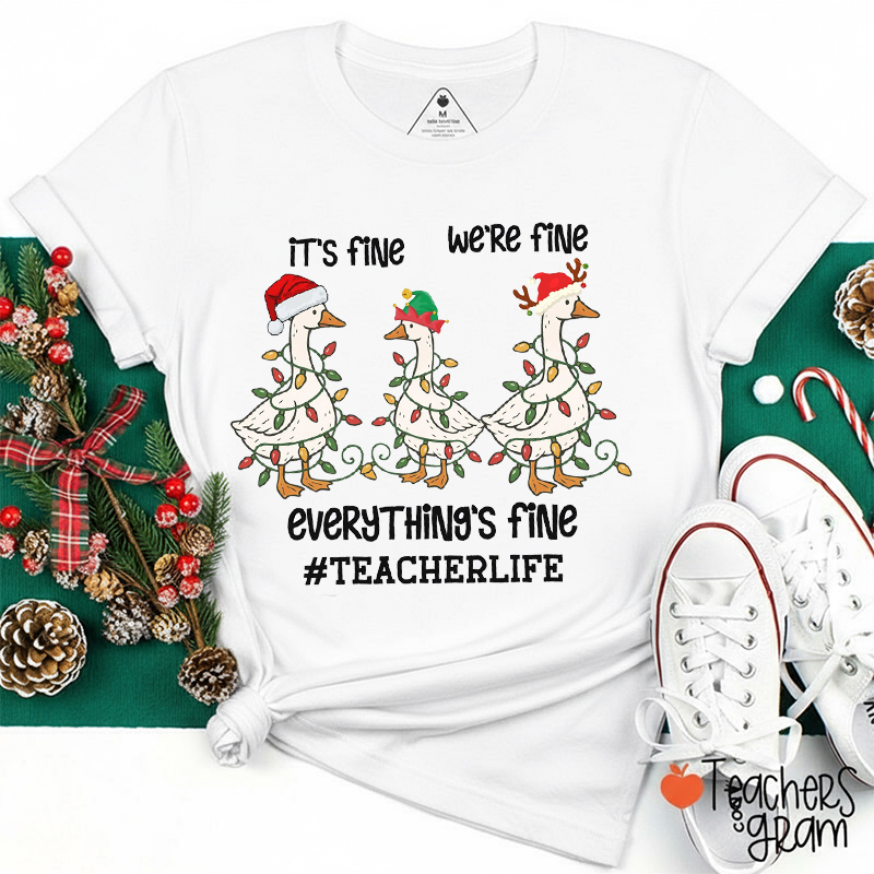 Personalized Everything's Fine Silly Goose Teacher T-Shirt