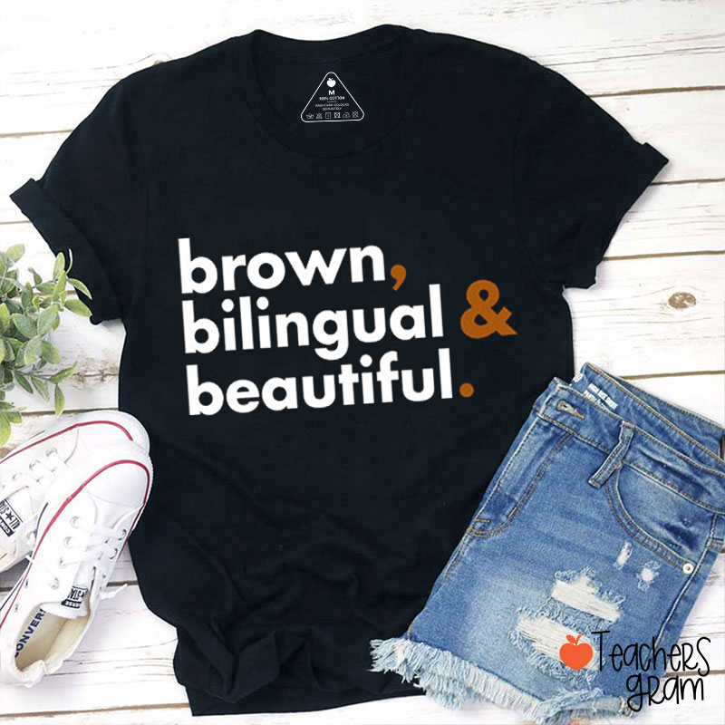 Brown Bilingual Beautiful Spanish Teacher T-Shirt