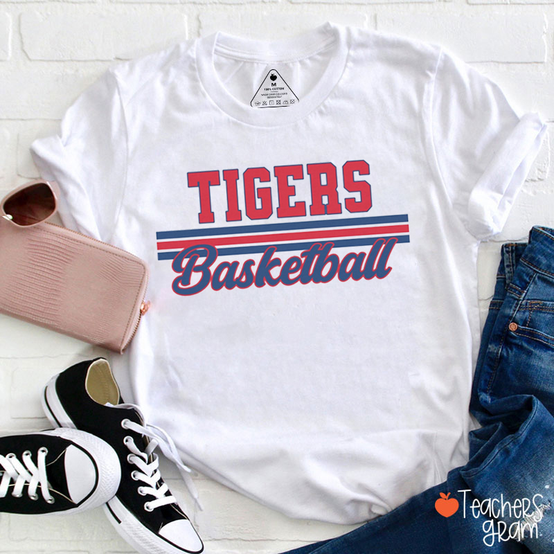 Personalized Mascot And Sport Contrasting Lines School Spirit Teacher T-Shirt