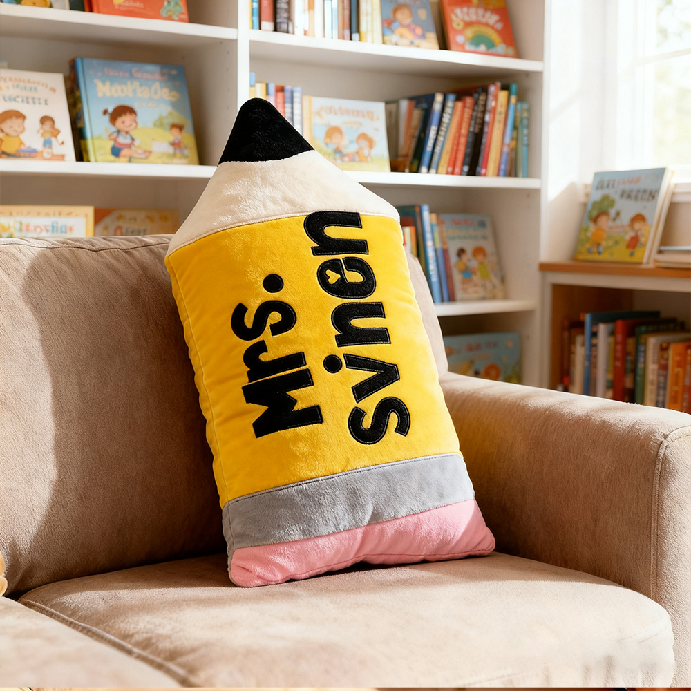 Personalized Name Pencil Style Teacher Cushion
