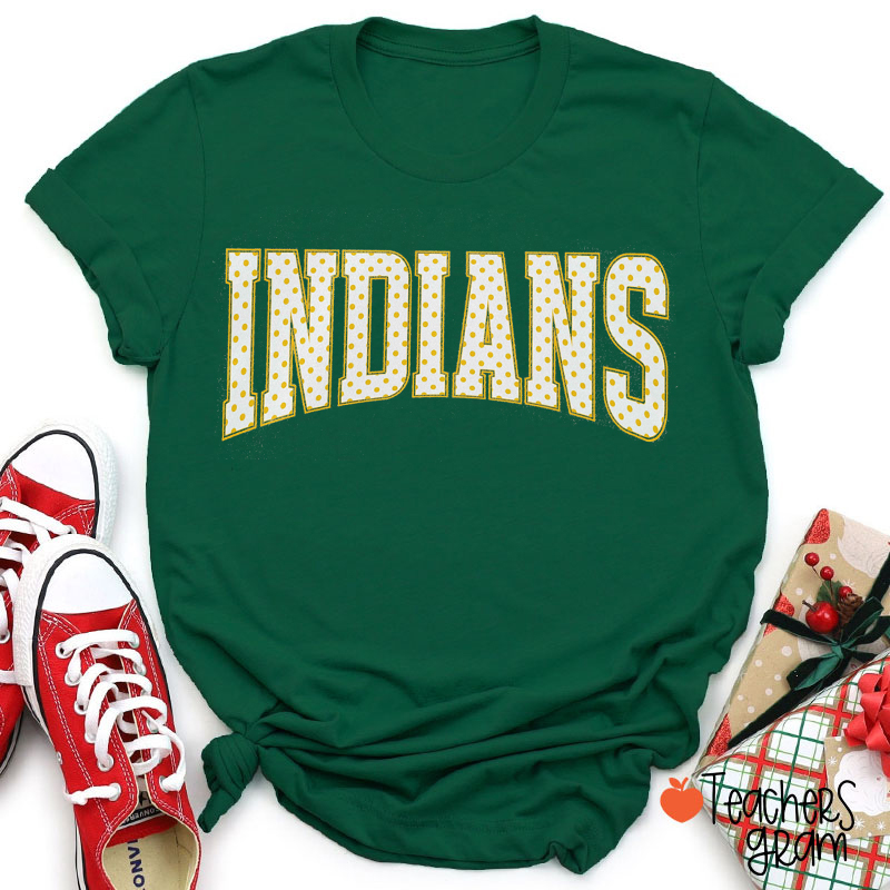 Personalized Mascot Polka Dots Teacher T-Shirt