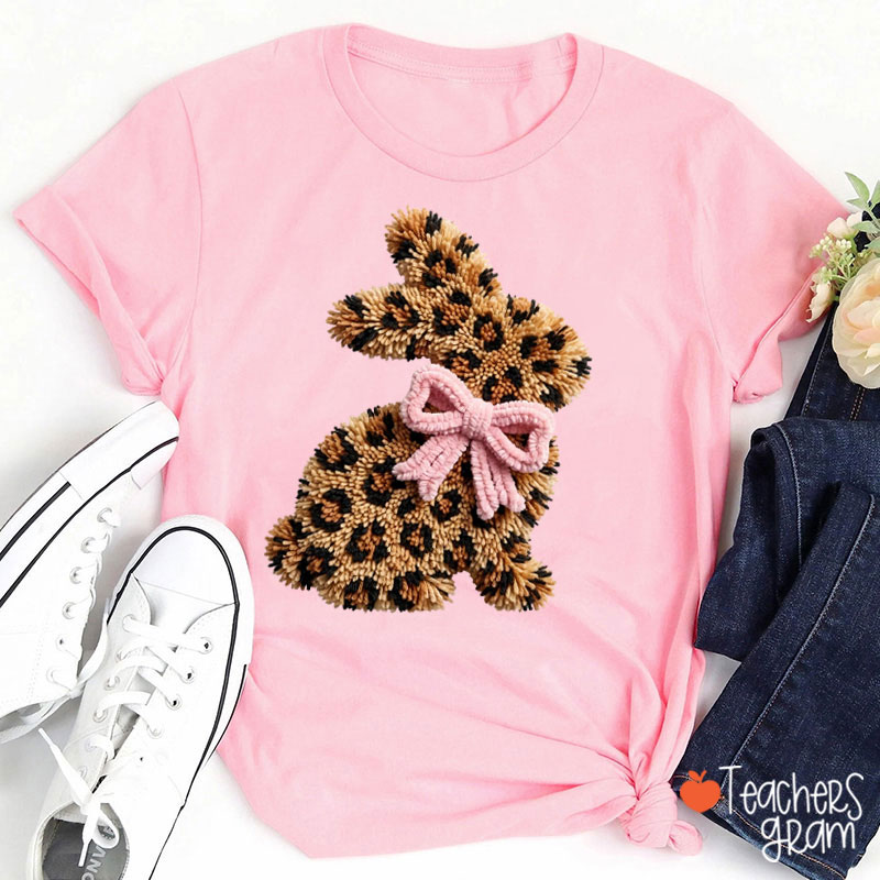 Faux Yarn Rabbit Easter Vibe Teacher T-Shirt