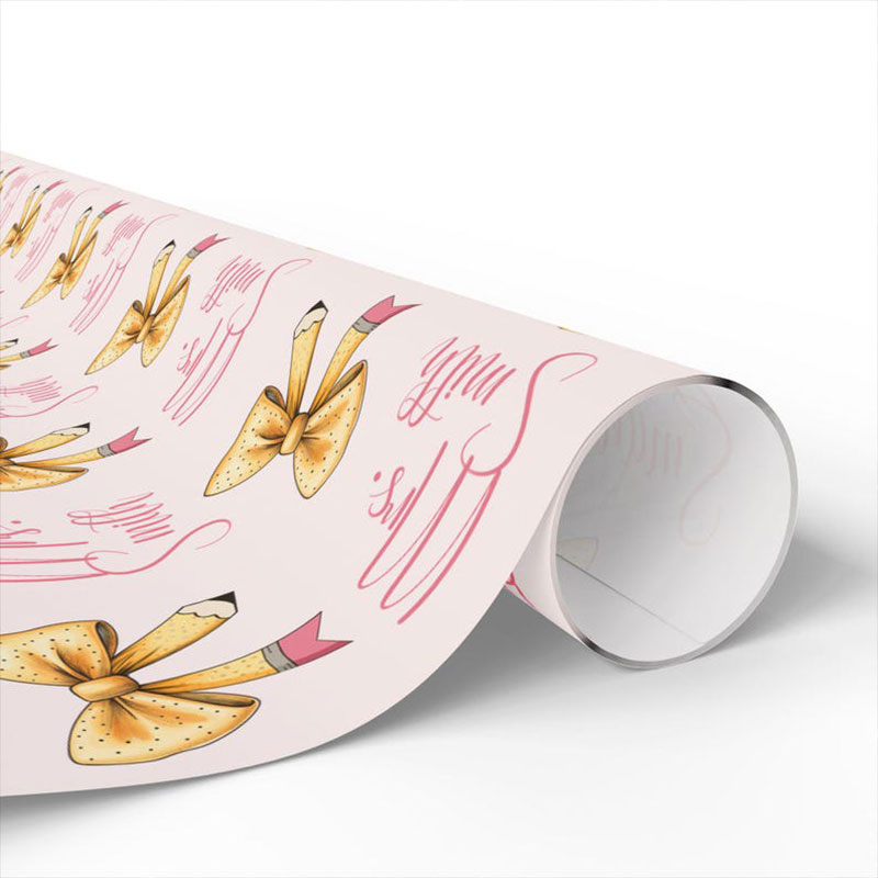 Personalized 5 Sheets Of Pencil Bow Wrapping Paper