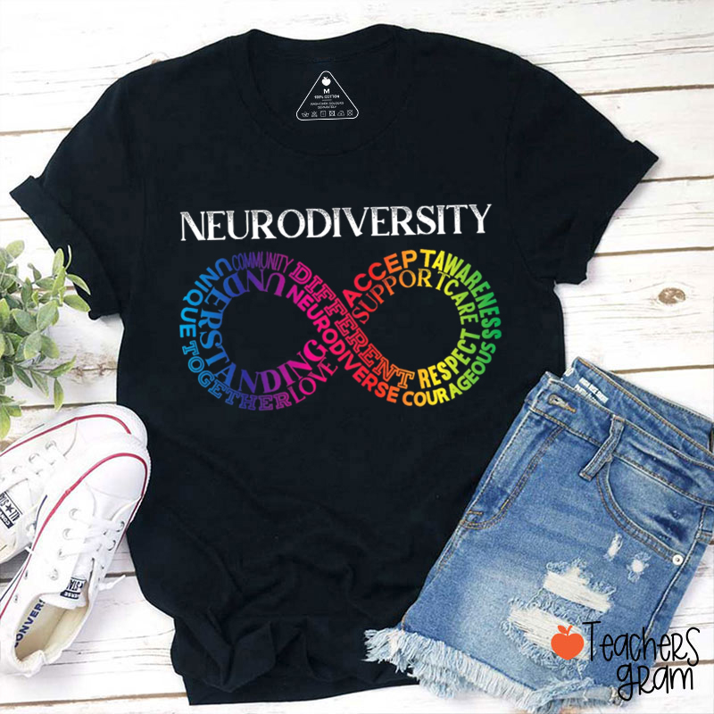 Neurodivergent Rainbow Infinity Teacher T-Shirt