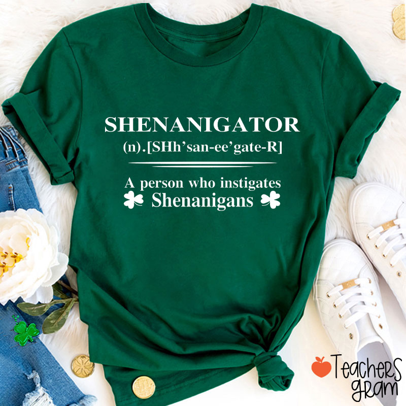 Shenanigator A Person Who Instigates Shenanigans Teacher T-Shirt