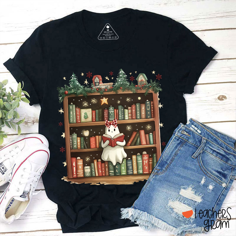 Reading Ghost Christmas Teacher T-Shirt