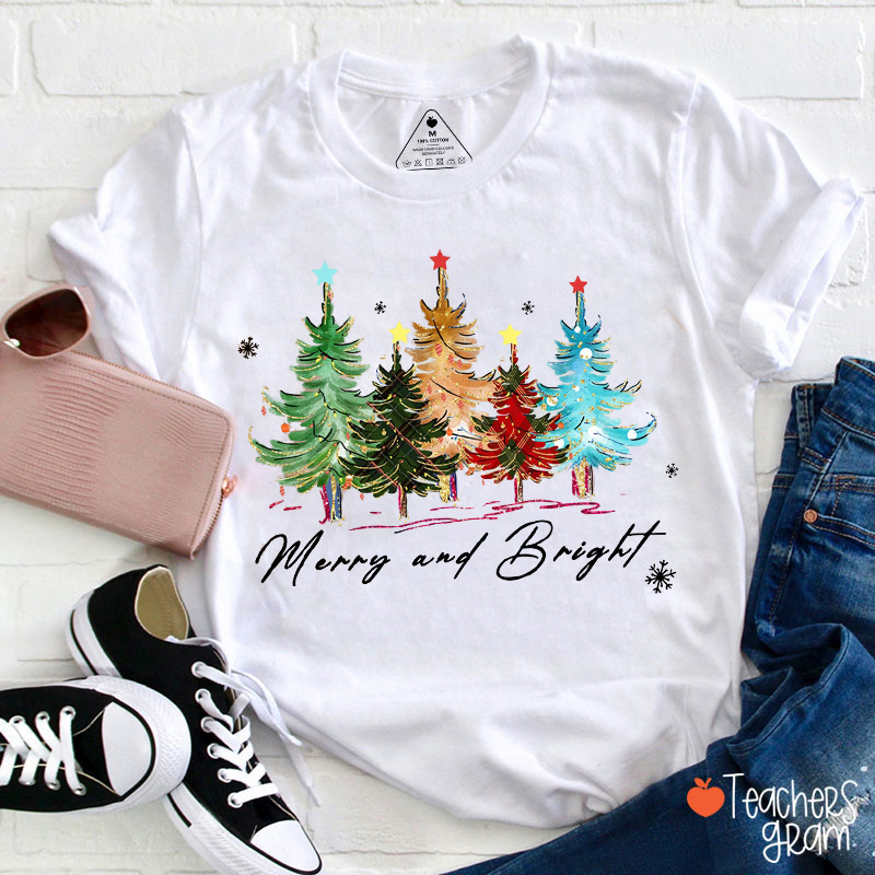 Merry And Bright Teacher T-Shirt