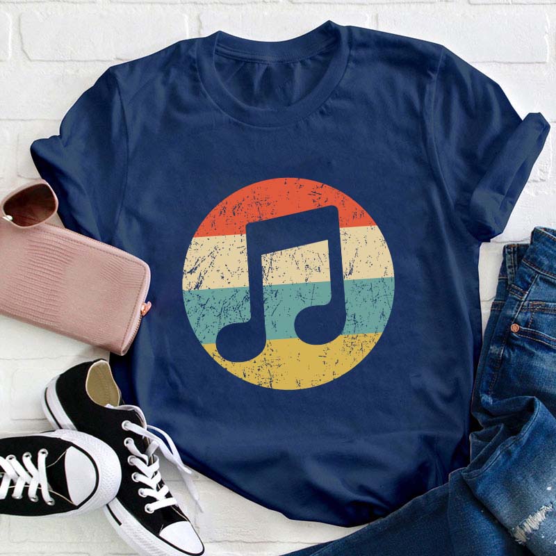Retro Musical Notes Teacher T-Shirt