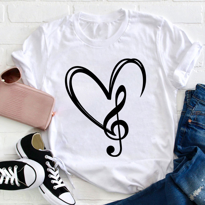 Music Note Heart Teacher T-Shirt Sale-Teachersgram
