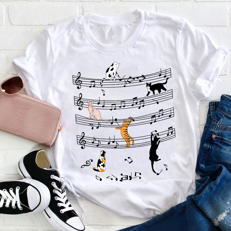 Cats And Music Teacher T-Shirt Sale-Teachersgram