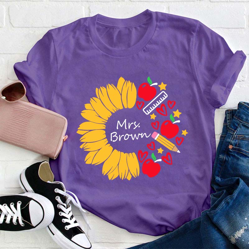 Personalized Sunflower Teacher Life Teacher T-Shirt