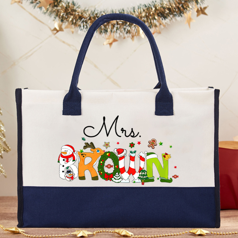 Personalized Christmas Style Cotton Tote Bag