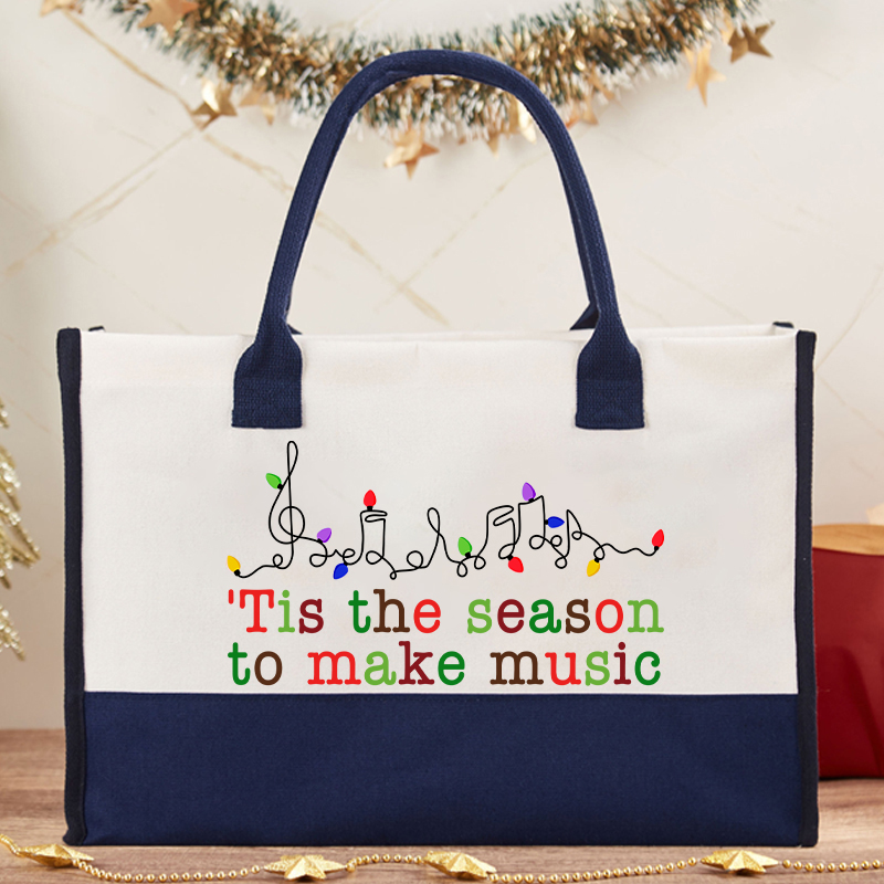 Tis The Season To Make Music Teacher Cotton Tote Bag