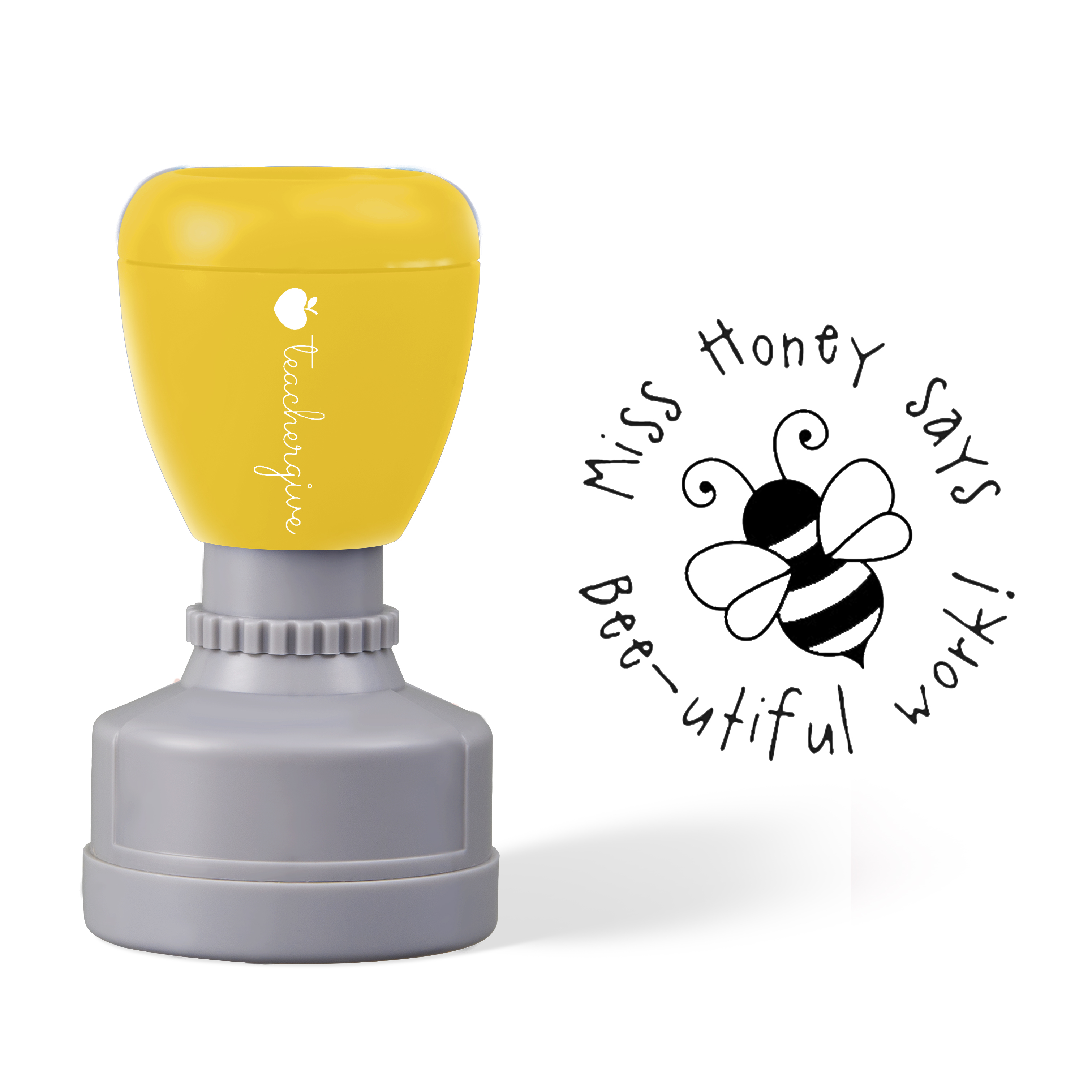 Personalized Says Bee-Autiful Work Teacher Stamp