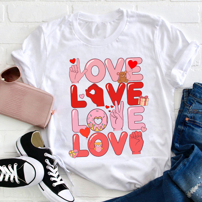 Gesture Love Teacher T-Shirt Sale-Teachersgram