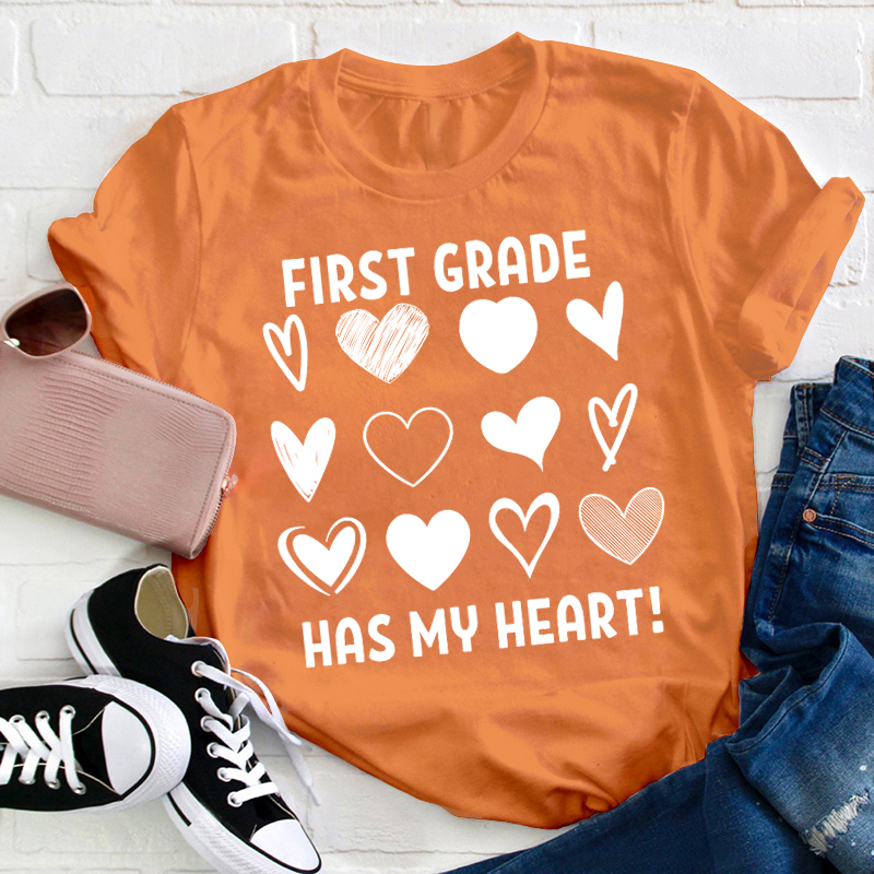 Personalized Grade Has My Heart Teacher T-Shirt