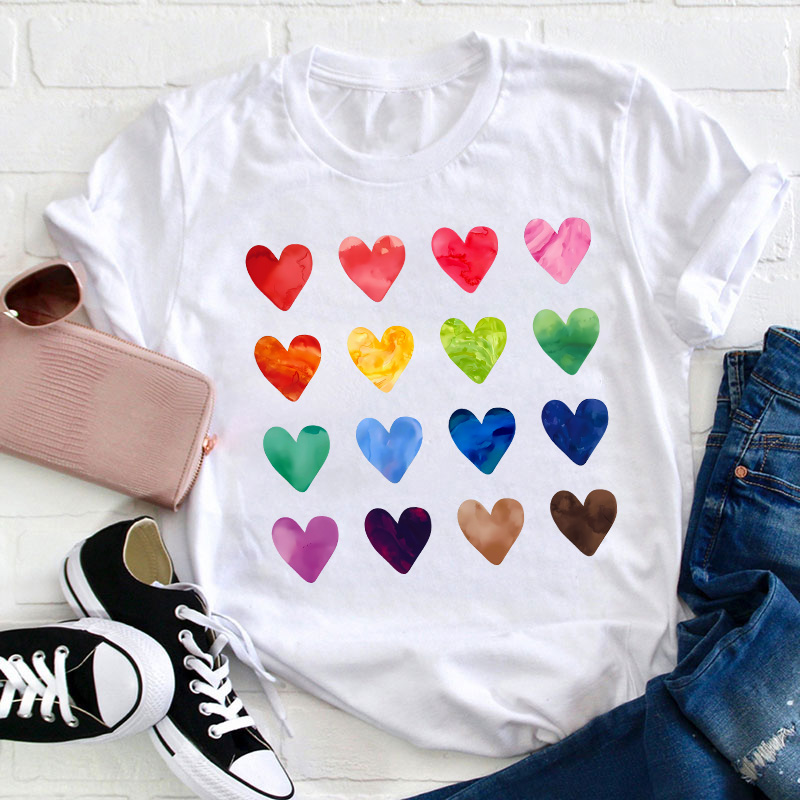 Colorful Love Combination Teacher T-Shirt Sale-Teachersgram