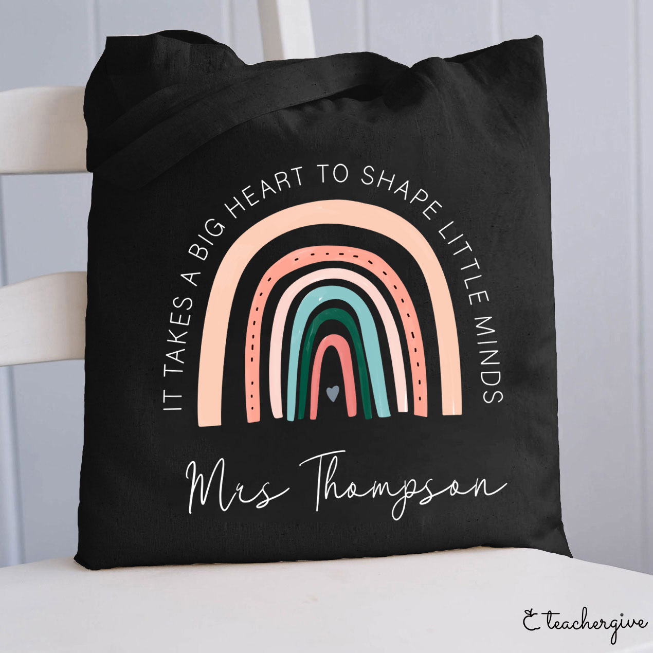 Personalized It Takes A Big Heart To Shape Little Minds Teacher Tote Bag