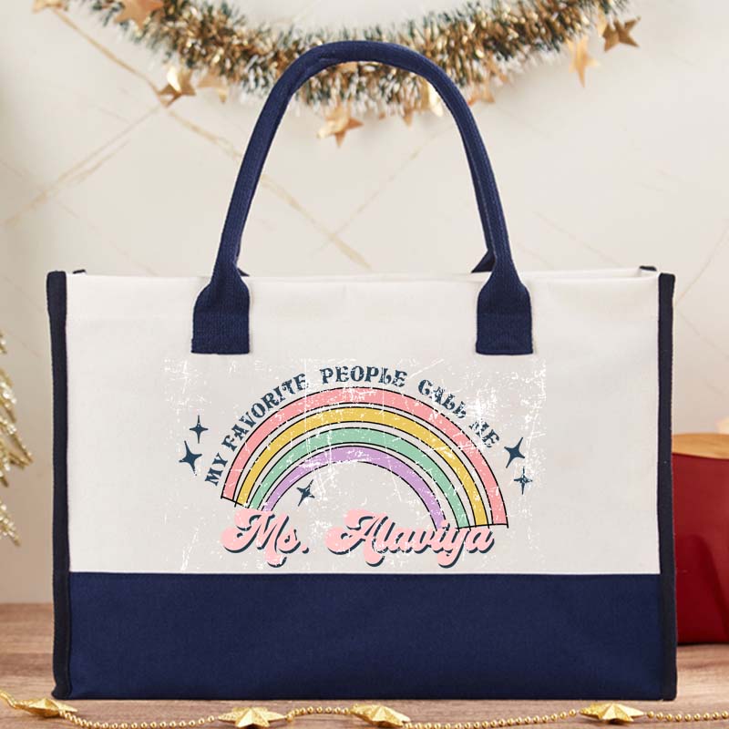 Personalized Name My Favorite People Call Me Teacher Cotton Tote Bag