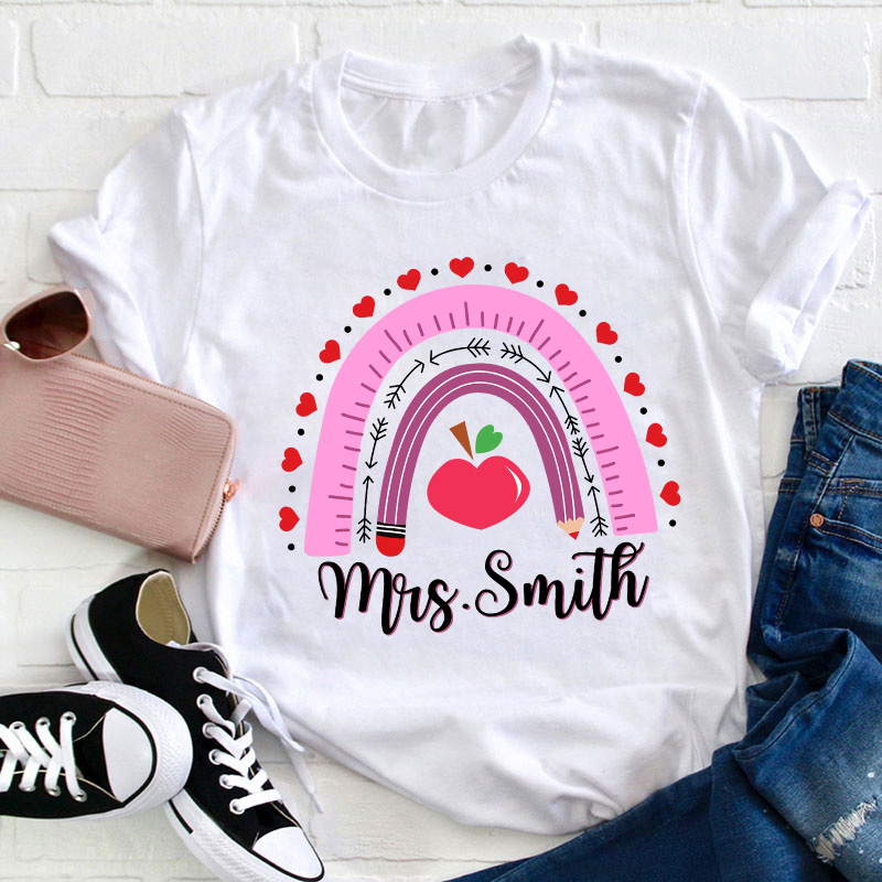Personalized Name Valentines Teacher Day Teacher T-Shirt