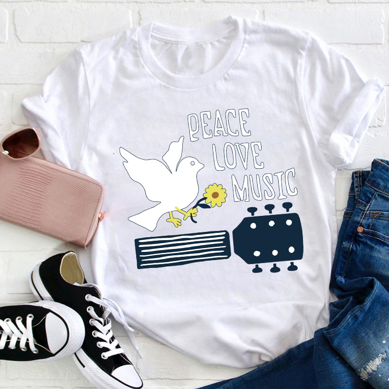 Peace Love Music Teacher T-Shirt