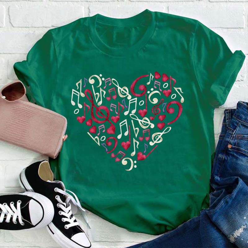 Musical Note Heart Teacher T-Shirt