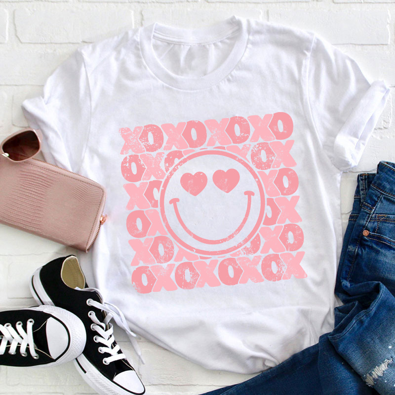 XOXO Smiling Face Teacher T-Shirt