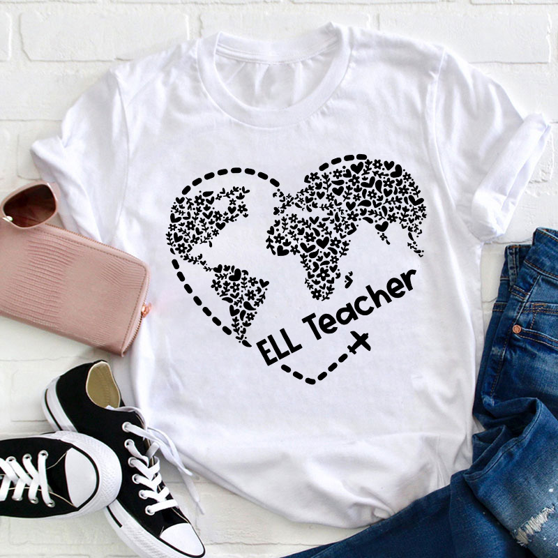 Ell Cute Heart Shape Teacher T-Shirt