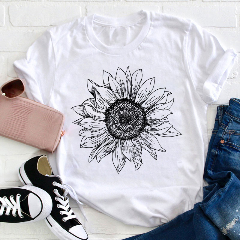 Floral Sunflower Teacher T-Shirt