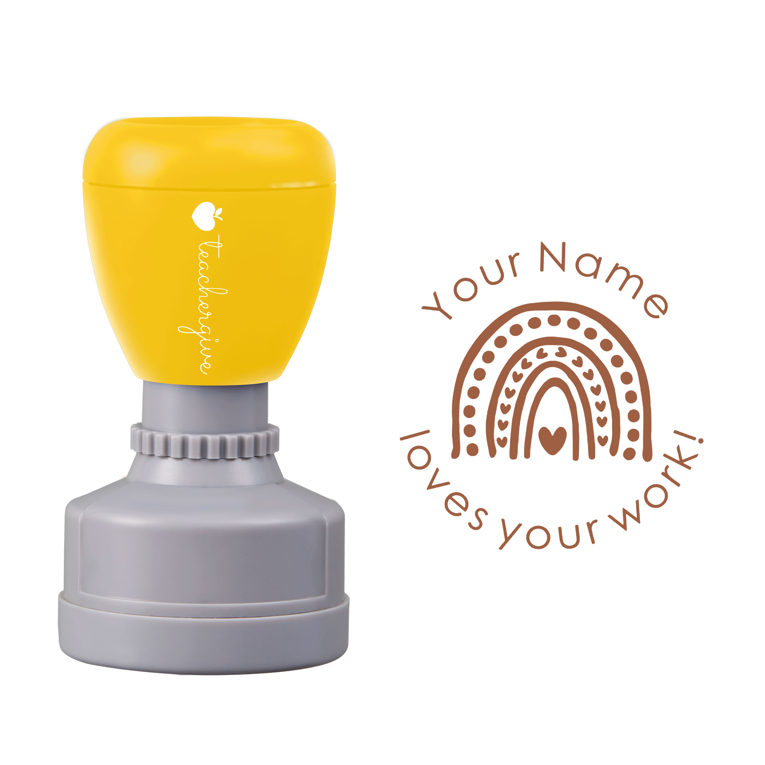 Personalized Loves Your Work Teacher Stamp