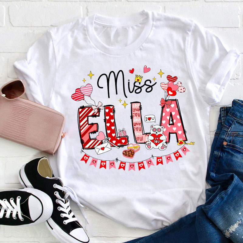 Personalized Valentines Day Teacher T-Shirt