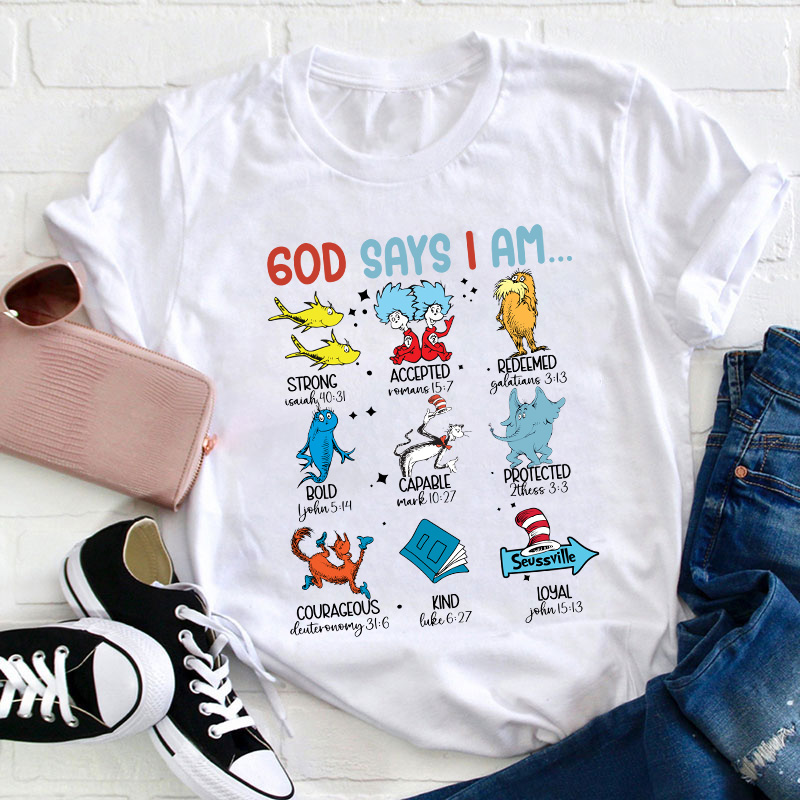 God Says I Am Teacher T-Shirt Sale-Teachersgram