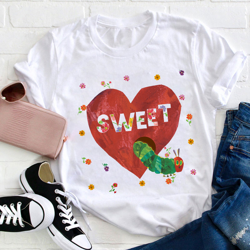 Sweet Heart Caterpillar Teacher T-Shirt