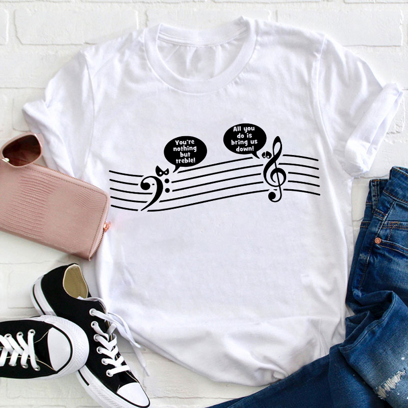 Funny Music Notes Teacher T-Shirt