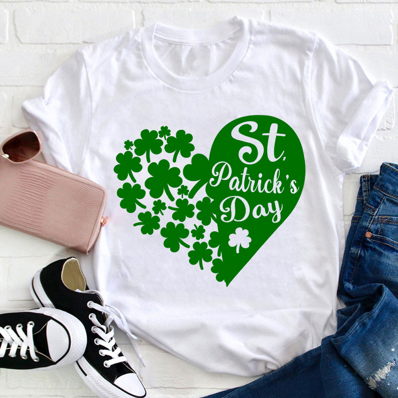 Shamrock With Heart Teacher T-Shirt