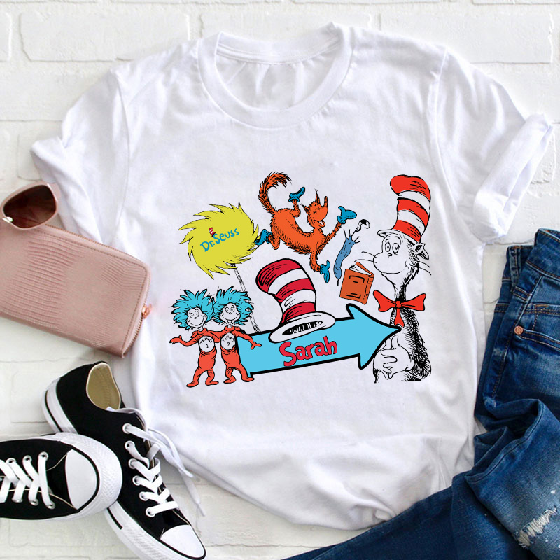 Personalized Name The Cat In The Hat Teacher T-Shirt Sale-Teachersgram