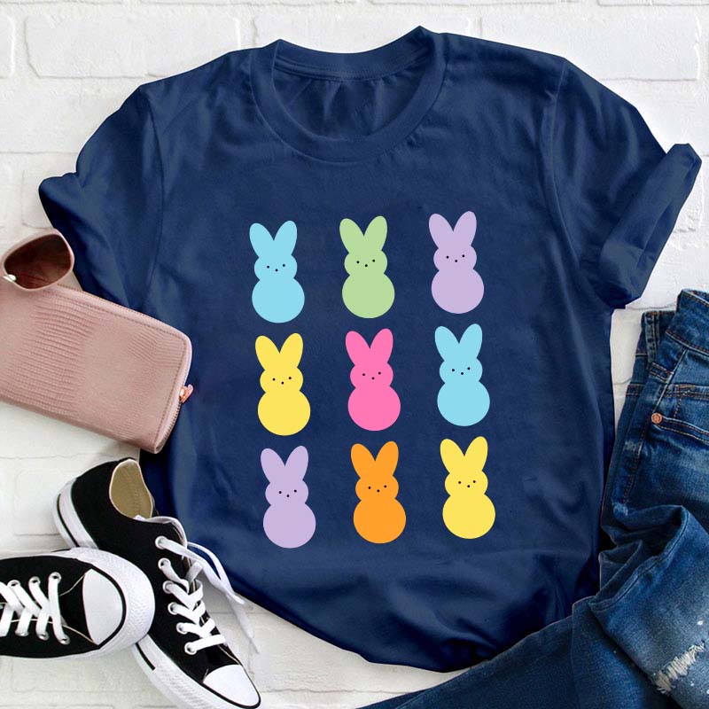 Colorful Easter Peeps Teacher T-Shirt