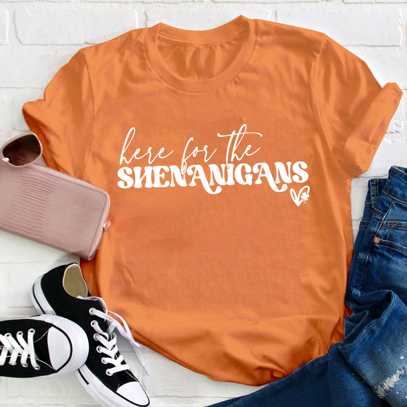 Here For The Shenanigans Teacher T-Shirt