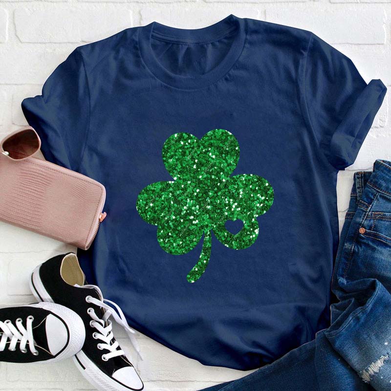 Glitter Shamrock Teacher T-Shirt