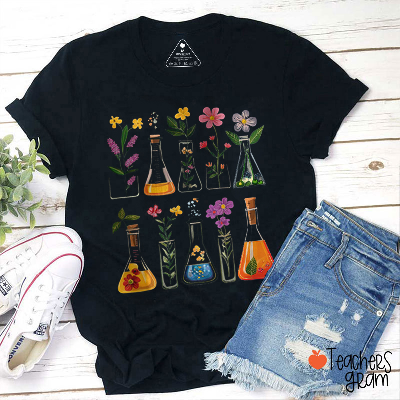 Science Lab Floral Chemistry Teacher T-Shirt