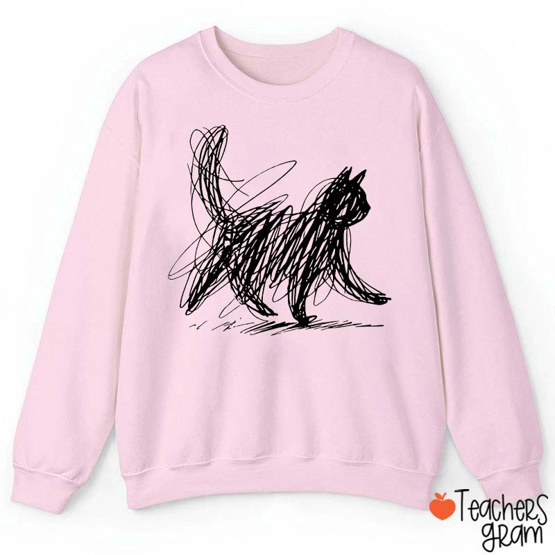 Vintage Cat Line Teacher Sweatshirt