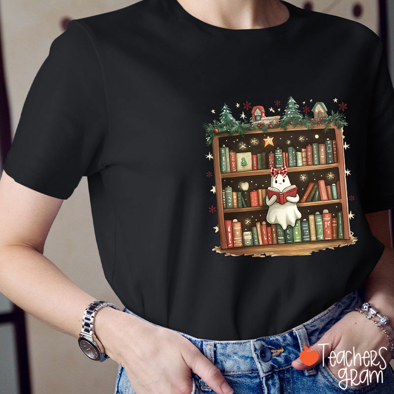 Reading Ghost Christmas Teacher T-Shirt