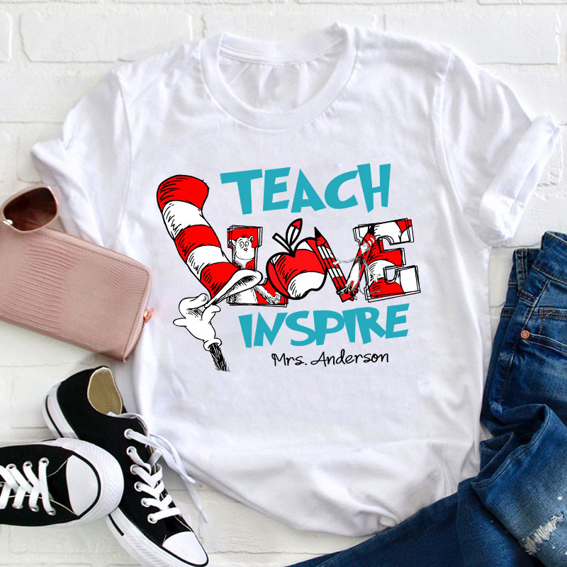 Personalized Teach Love Inspire Teacher T-Shirt Sale-Teachersgram