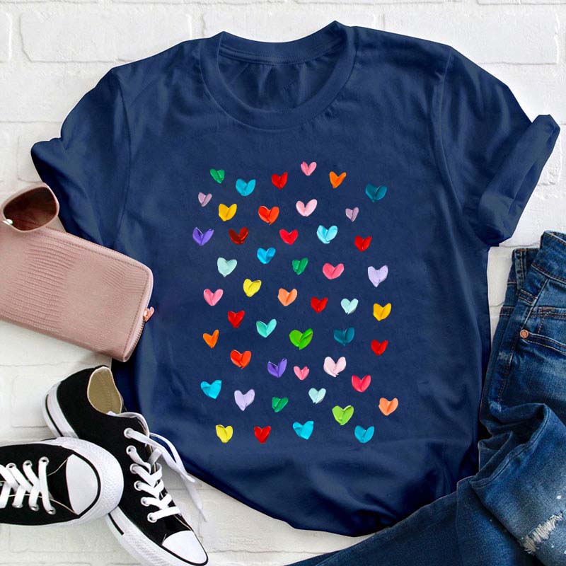 Confetti Hearts Teacher T-Shirt